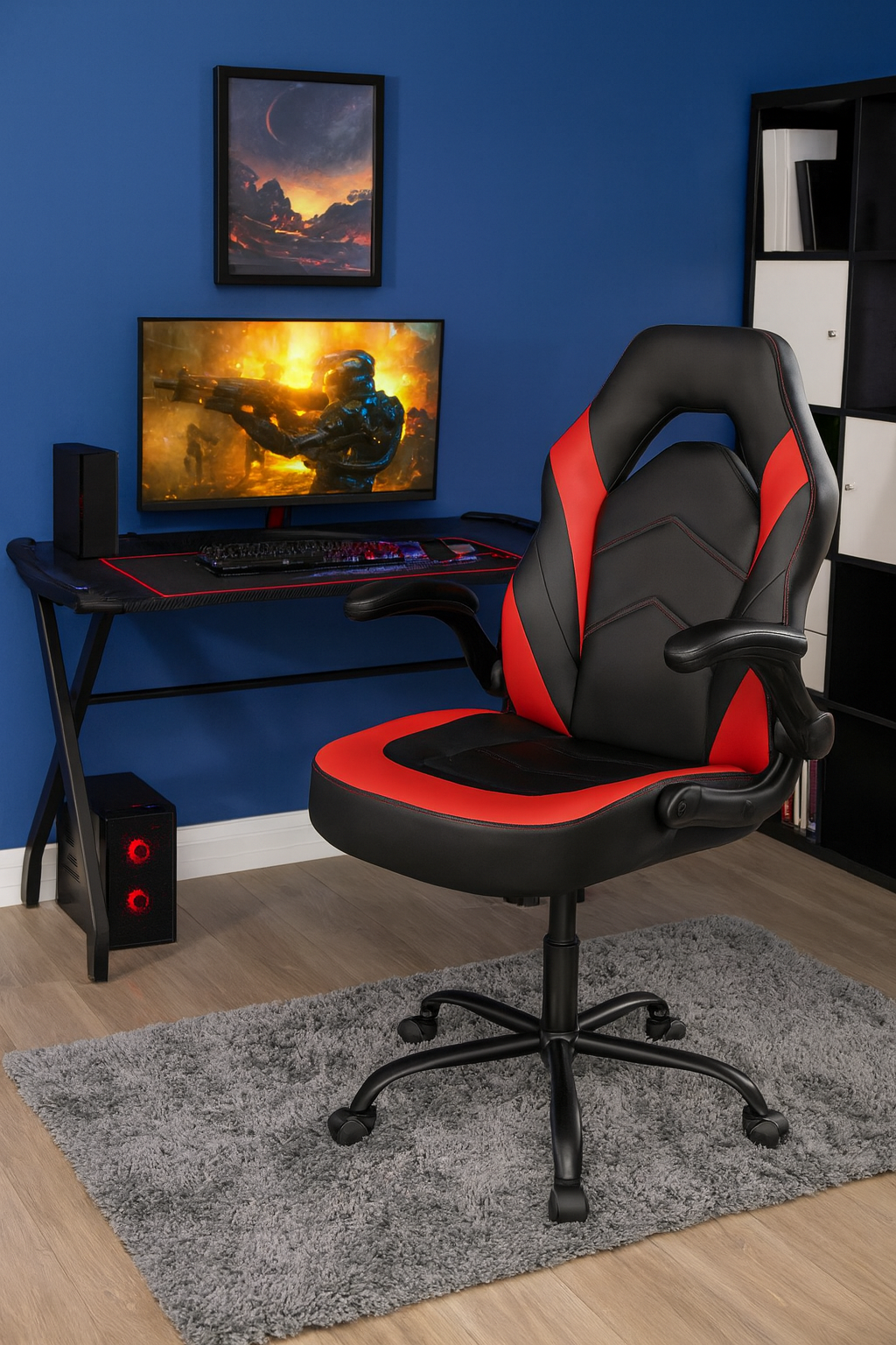 Adjustable Leather Chair with Flip-up Armrest