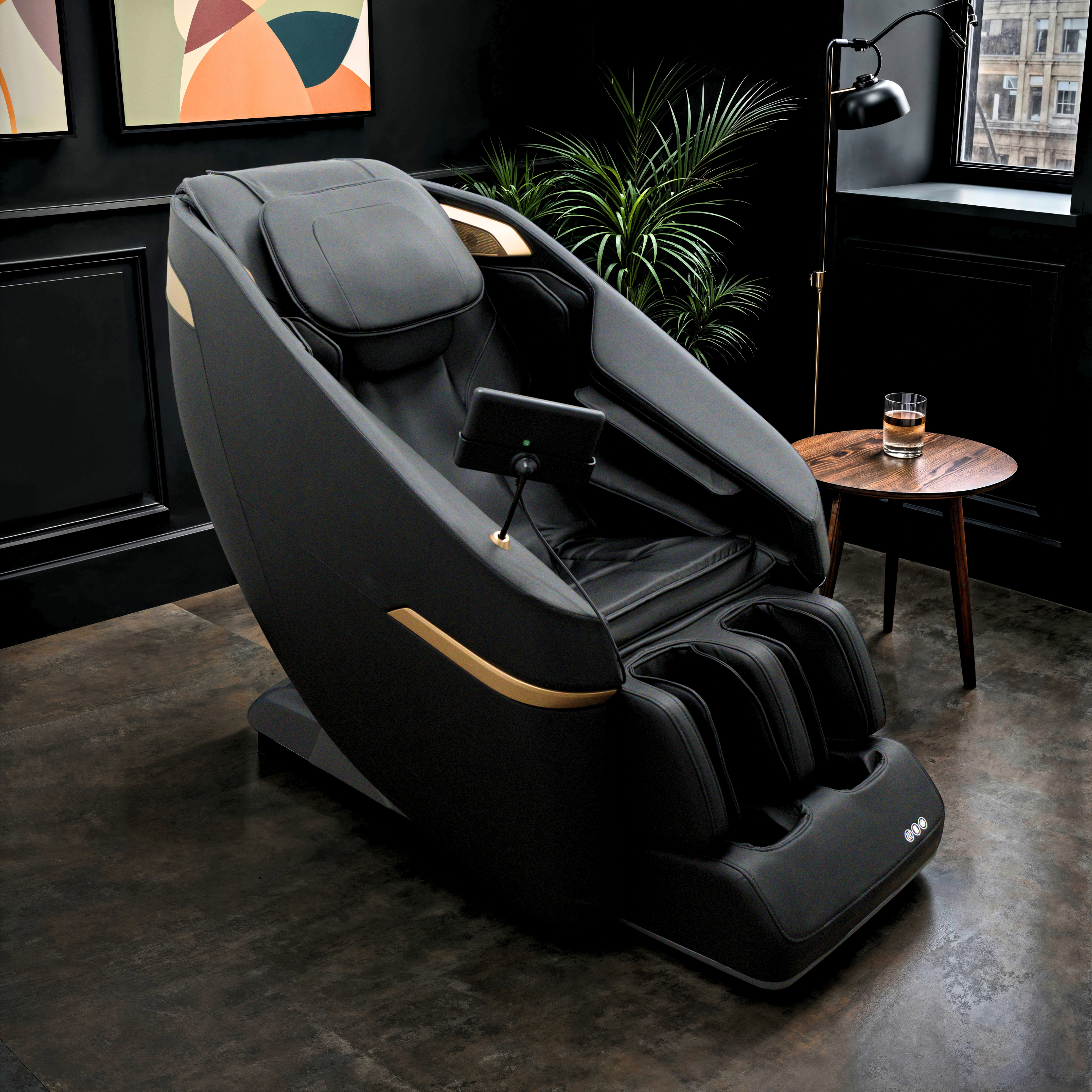 Home Black Massage Chair with a Tablet Controller